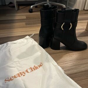 See By Chloe Black Ankle Boots